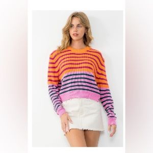 NWT XS THML sweater. Orange, pink, and green.